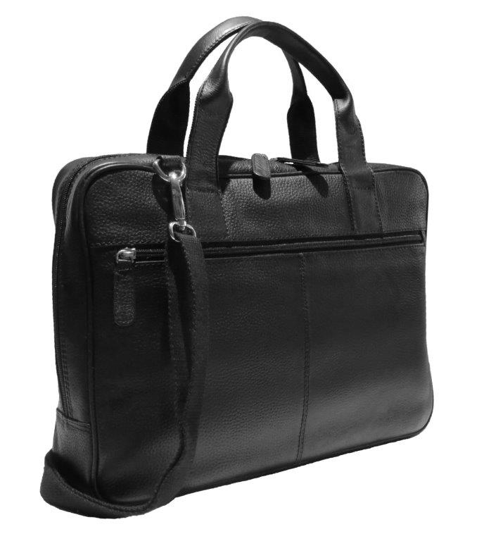 Laptop-Tasche aus Vollrindleder 41 cm schwarz