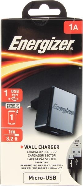 Image of Energizer - Classic Wall Charger Micro USB 1A 1USB EU mit Micro USB Kabel in Schwarz