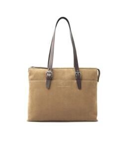 Nubuck Schultertasche 15.6" in Taupe