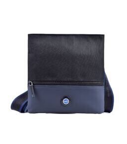 Crossbody Tasche aus Textil 21 cm in Schwarz/Blau