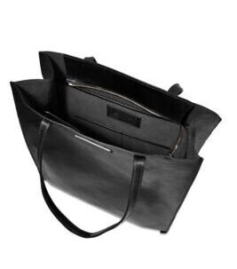 Mirra - Shopper Bag Leder mit Reissverschluss, Schwarz