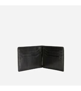 Leather Money Clip Wallet in Schwarz