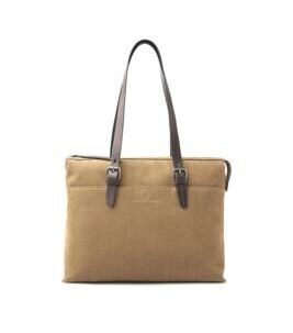 Nubuck Schultertasche 15.6" in Taupe