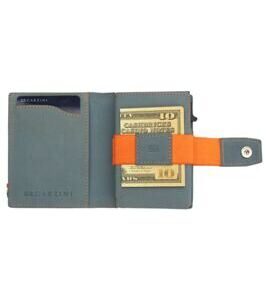 Metall Portemonnaie in Blau-Orange aus Vintage Leder