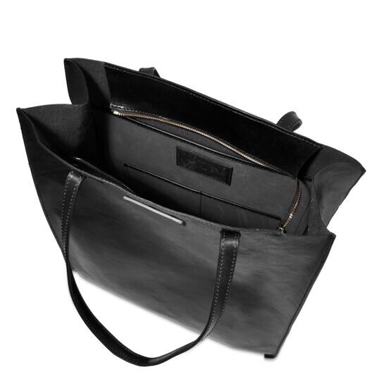 Mirra - Shopper Bag Leder mit Reissverschluss, Schwarz