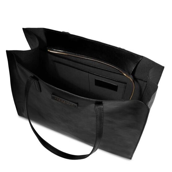 Mirra - Shopper Leder mit Reissverschluss, Schwarz