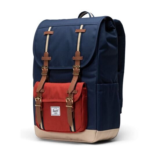 Little America -  Mid Backpack in Black Blau/Rot