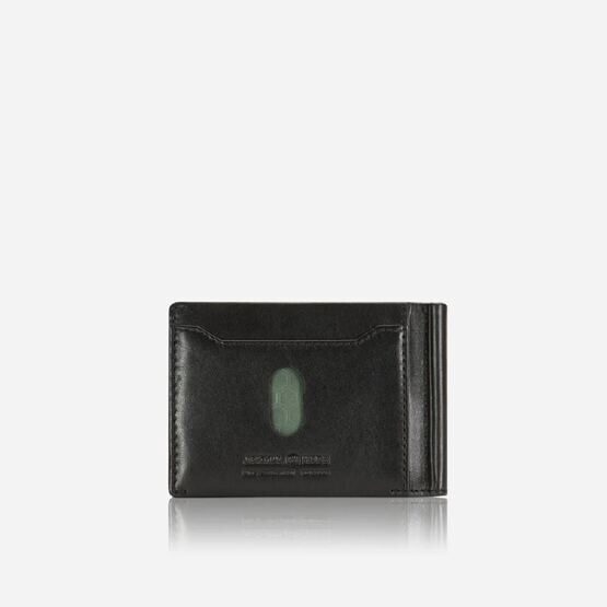 Leather Money Clip Wallet in Schwarz