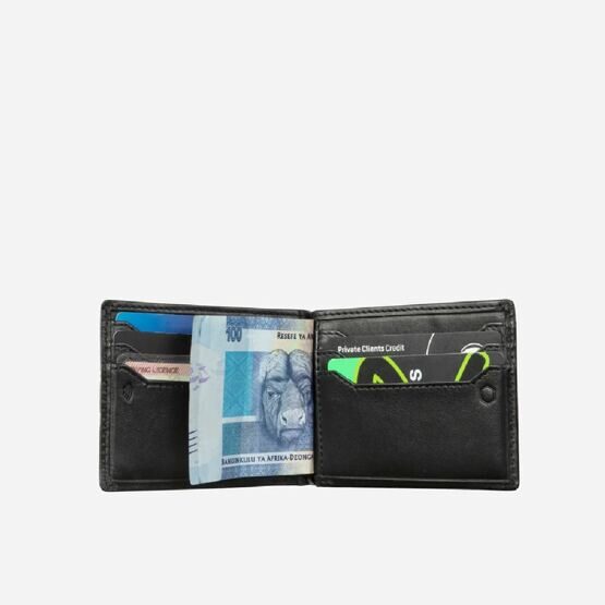 Leather Money Clip Wallet in Schwarz