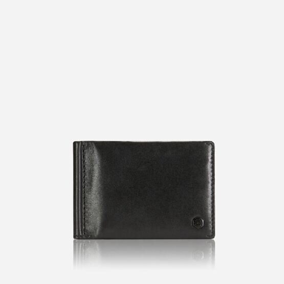 Leather Money Clip Wallet in Schwarz