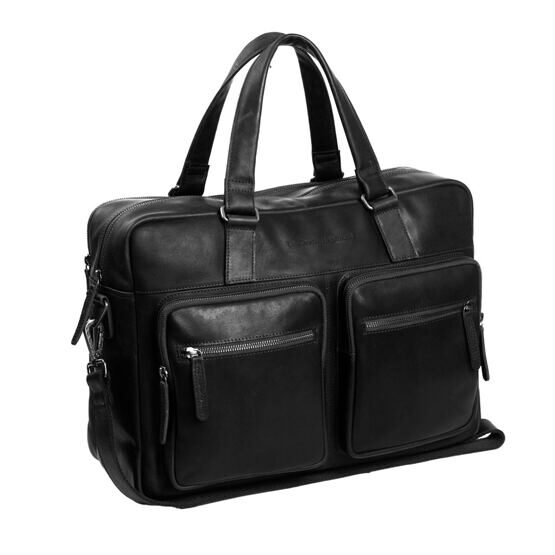 Misha - Laptoptasche 17&quot; Leder, Schwarz