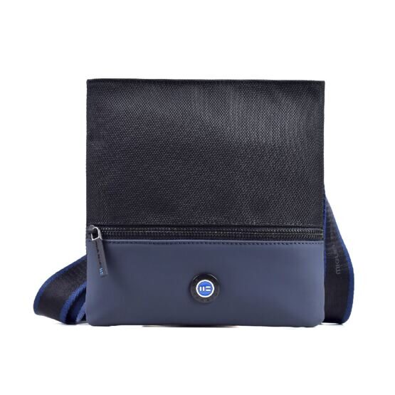 Crossbody Tasche aus Textil 21 cm in Schwarz/Blau