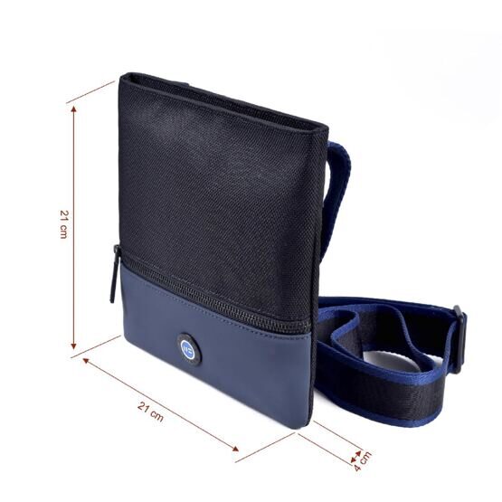 Crossbody Tasche aus Textil 21 cm in Schwarz/Blau