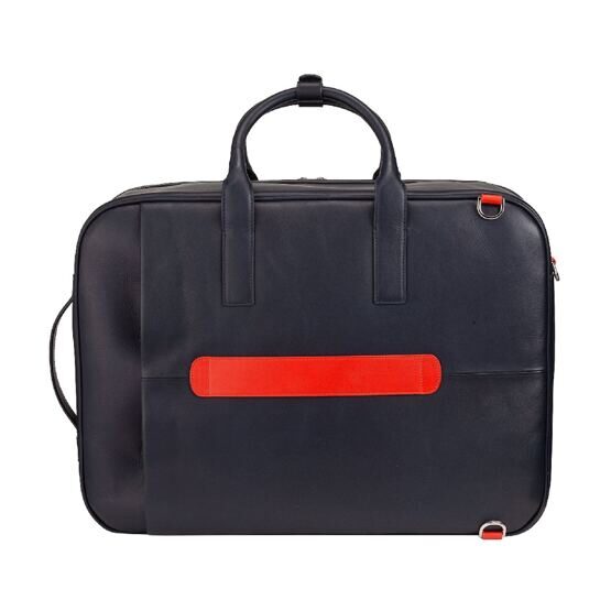 Amsterdam - Rucksack-Reisetasche aus Leder in Navy/Rot