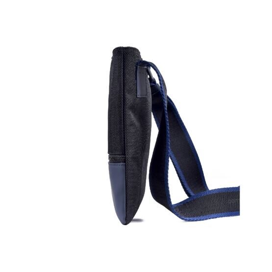 Crossbody Tasche aus Textil 21 cm in Schwarz/Blau