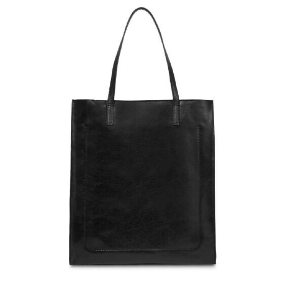 Mirra - Shopper Bag Leder mit Reissverschluss, Schwarz