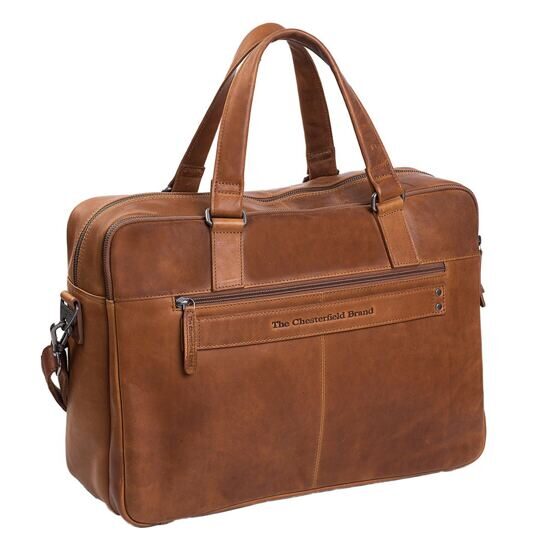 Misha - Laptoptasche 17&quot; Leder, Cognac