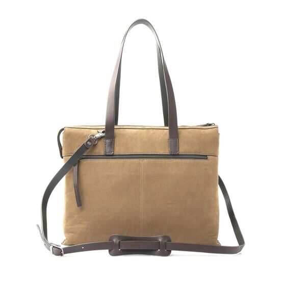 Nubuck Schultertasche 15.6&quot; in Taupe